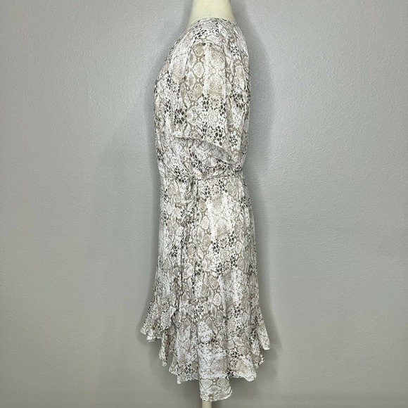 All in Favor ISABELLA Neutral Beige Snakeskin Short Sleeve Wrap Dress XL NWT - Picture 6 of 14